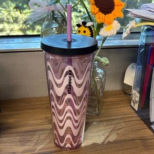 Starbucks Wavy Pink Tumbler with Black Lid